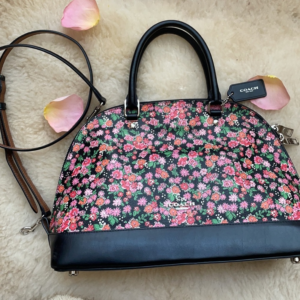 Flowery COACH Crossbody Satchel Bag